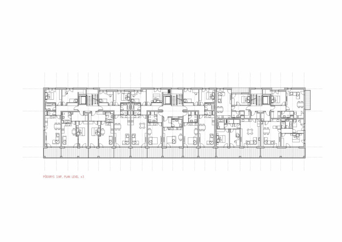 Půdorys - budova B 3 NP