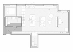 Byt na Dunaji, Create Space / Peter Fritsch, Silvia Mládenková, půdorys stav po rekonstrukci