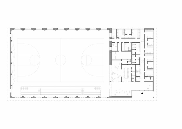 Tréninková sportovní hala v Borkách, ov-a, půdorys