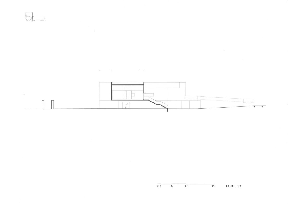 Álvaro Siza 2 - Arquitecto, Muzeum současného umění pro nadaci Nadira Afonsa, boční řez, výkres