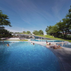 Vizualizace městských Riegrových lázní na Praze 2 od studia Petr Janda / brainwork - iniciační studie