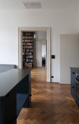 Rekonstrukce bytu v secesní vile, svobodová blaha - Tři hlavní průchozí místnosti vytvářejí plynulou enfiládu