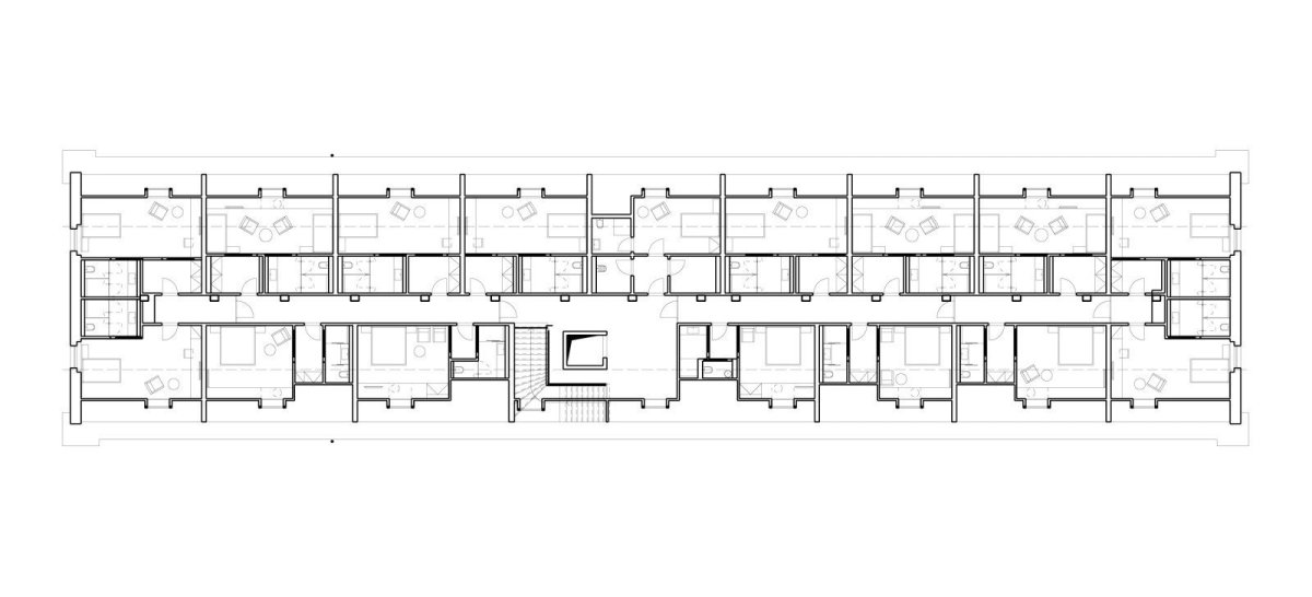 Hotel Lotrinský, EA architekti, půdorys 4 NP