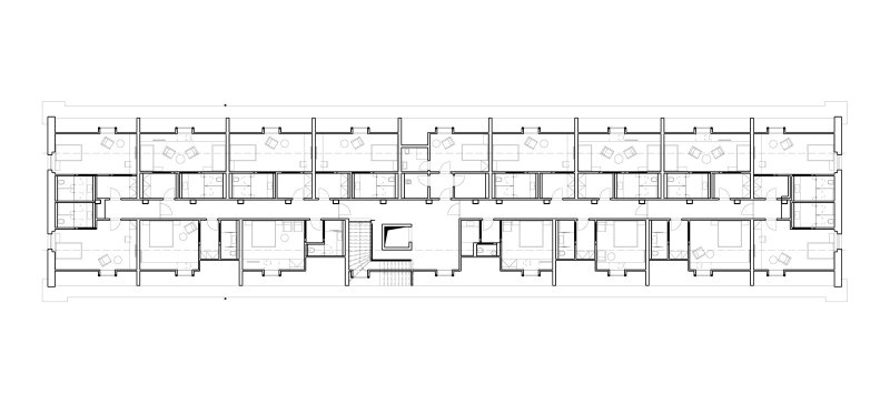 Hotel Lotrinský, EA architekti, půdorys 4 NP