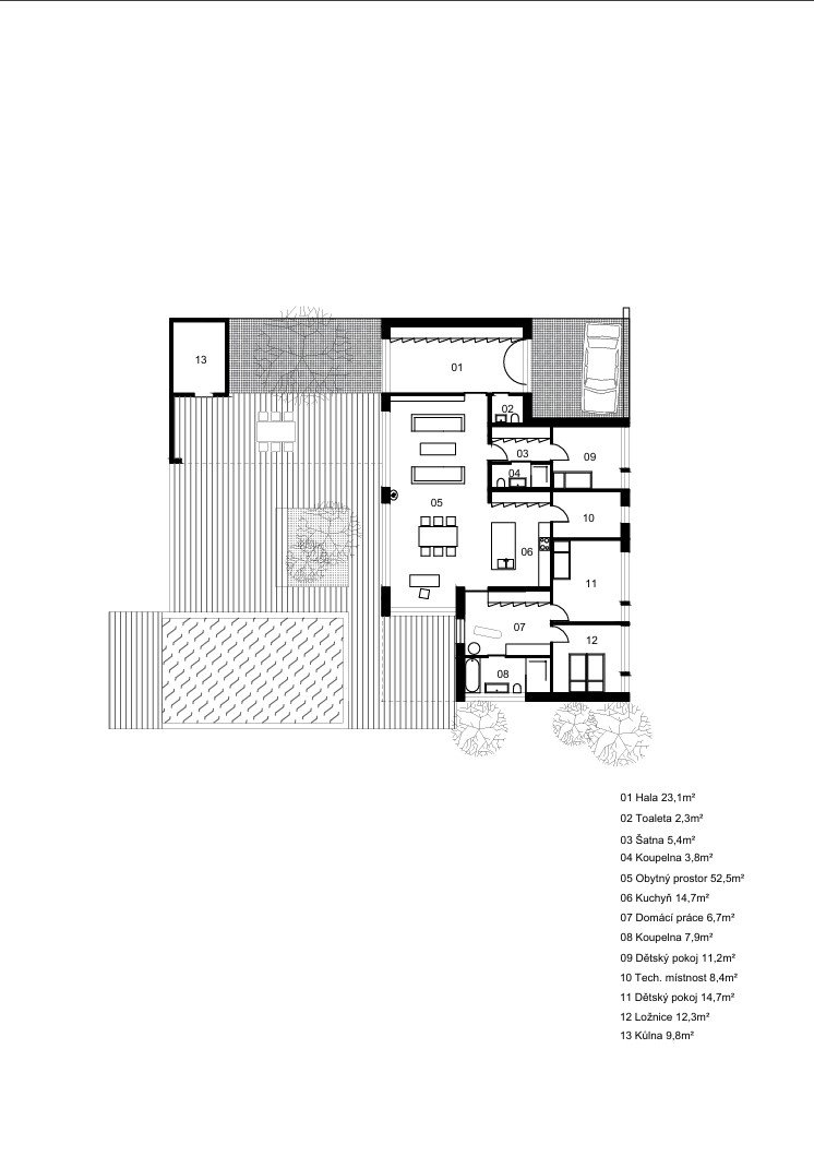 Půdorys (Rodinný dům u Rozkoše, MOLO architekti)