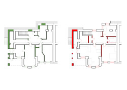 Půdorys 1. PP (Rekonstrukce vily na Vinohradech; Atelier Hajný)