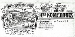 Obr. 3: První kolářská továrna Josefa Komeštíka na dobové reklamě, kolem r. 1910.