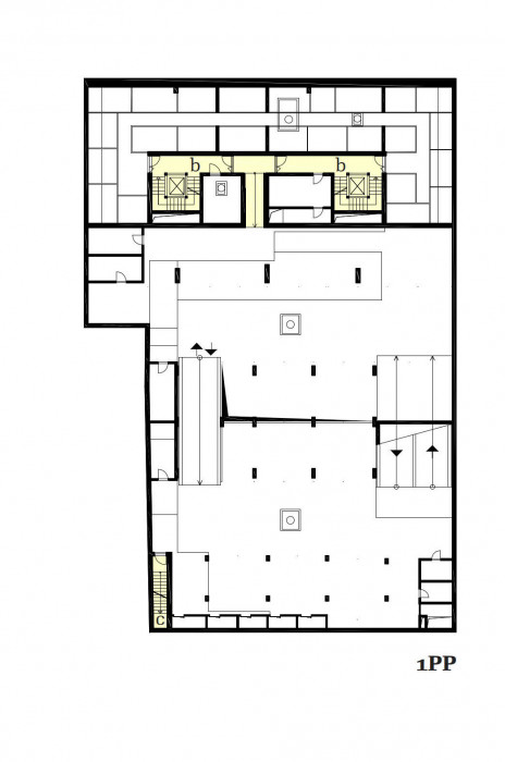 Bytový dům Sámova, Znamení čtyř - architekti, půdorys 1PP
