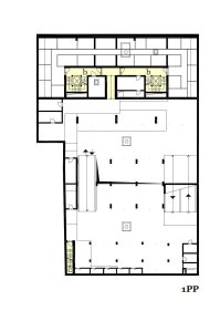 Bytový dům Sámova, Znamení čtyř - architekti, půdorys 1PP