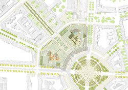 Finalista 1: MVRDV. Původní Engelův urbanismus hodlá  doplnit filigránskou výstavbou z nízkouhlíkového materiálu