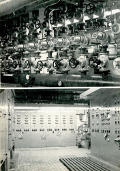 Dobové fotografie Ústřední telekomunikační budovy v Praze na Žižkově.