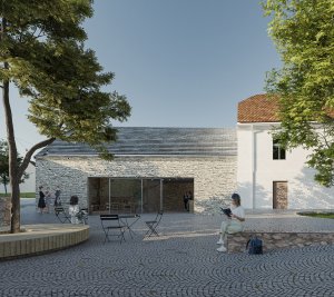 Vizualizace transformace Šíbalova statku na kulturní centrum Kamenného Přívozu od studia OASI