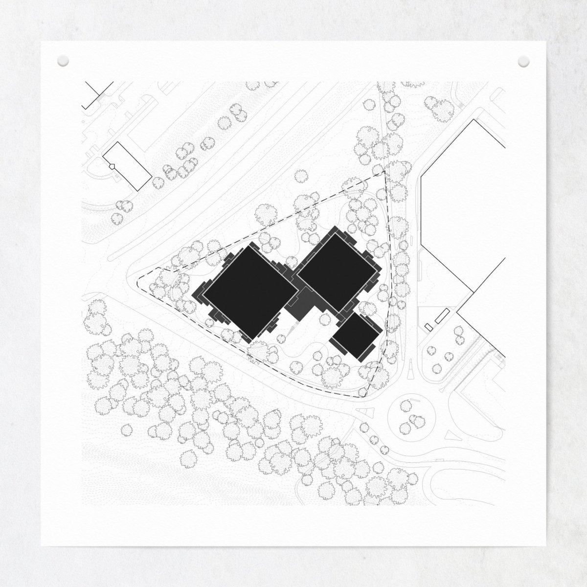 Vítězný návrh architektonického studia JIKA-CZ s.r.o. na depozitární komplex Národní galerie Praha, půdorys