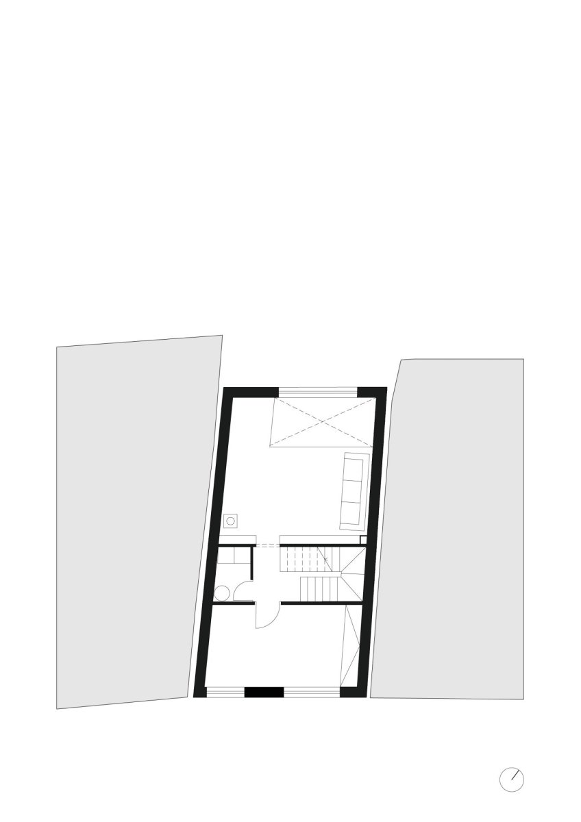 Půdorys (Rodinný dům v Senici na Hané, TŘI.ČTRNÁCT architekti)