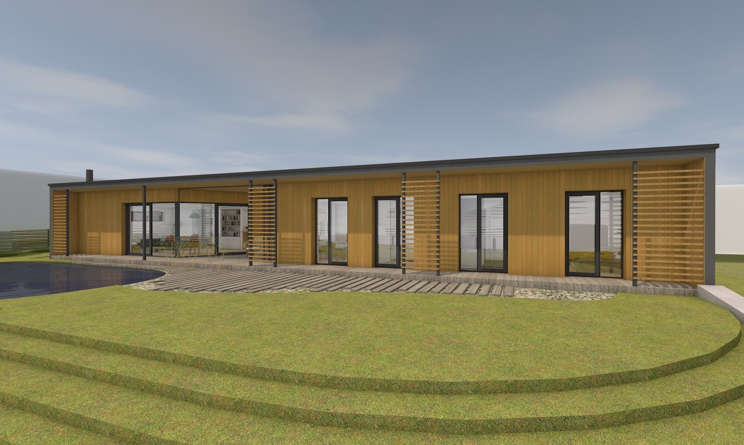 ARCHCON atelier realizoval dřevem opláštěný rodinný dům navržený podle principů feng-šuej