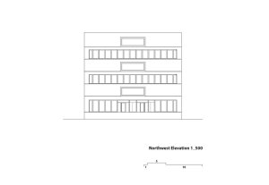 Campus Moos, model, severozápadní pohled, E2A