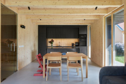 Dům v Říčanech, ateliér Hajný: Kuchyně je tmavá - jako fasáda.