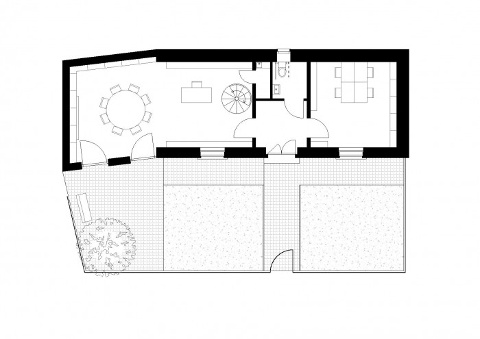 Obecní knihovna ve Statenicích, majo architekti / Jan Jaroš, Martin Poláček, půdorys 1PP