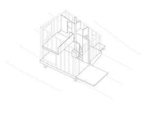 Chata v Liptálu, Ellement Architects/ Hana Maršíková, Jitka Ressová, axonometrie