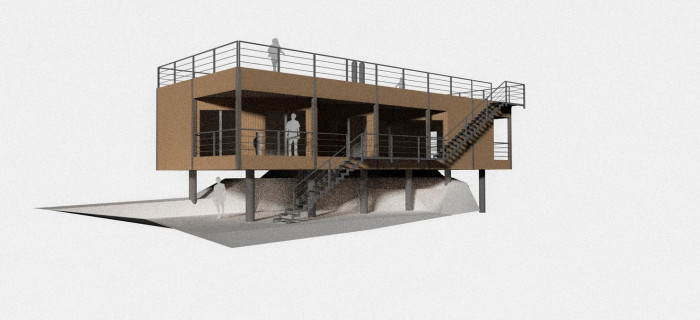 Dům nad vodopádem, perspektiva, ARCHOO s.r.o.