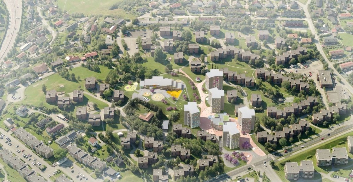 MDH Arkitekter SA, školka Moholt, projekt revitalizace kampusu, vizualizace