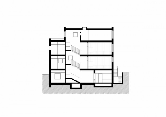 Pavilon Baarova, řez, Aulík Fišer architekti