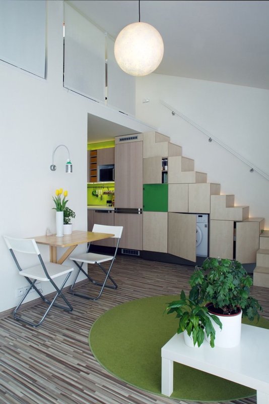 Mooza architecture, Interiér mezonetového bytu v Holešovicích - foto