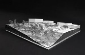 Vítězný návrh architektonického studia JIKA-CZ s.r.o. na depozitární komplex Národní galerie Praha, model