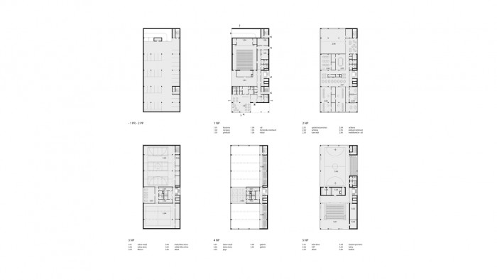 Komunitní sportovní centrum pod Nuselským mostem, půdorysy, Kristýna Vyslychová
