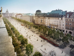 Rekonstrukce Václavského náměstí v Praze prošla aktualizací podle kanceláře Jakub Cigler Architekti. Tramvaje se mají vrátit do roku 2023.