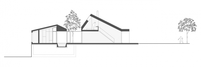 gutgut, DEV / Rodinný dom na Devíne, řez podélný – foto
