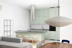 Vizualizace kuchyně (Interiér domu v Lysolajích, Amulet architekti)