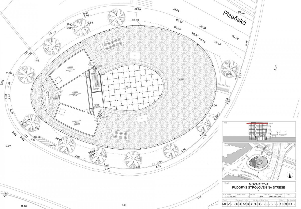 Administrativní budova Green Point, AHK Architekti. PŮDORYS STŘECHY SE STROJOVNOU
