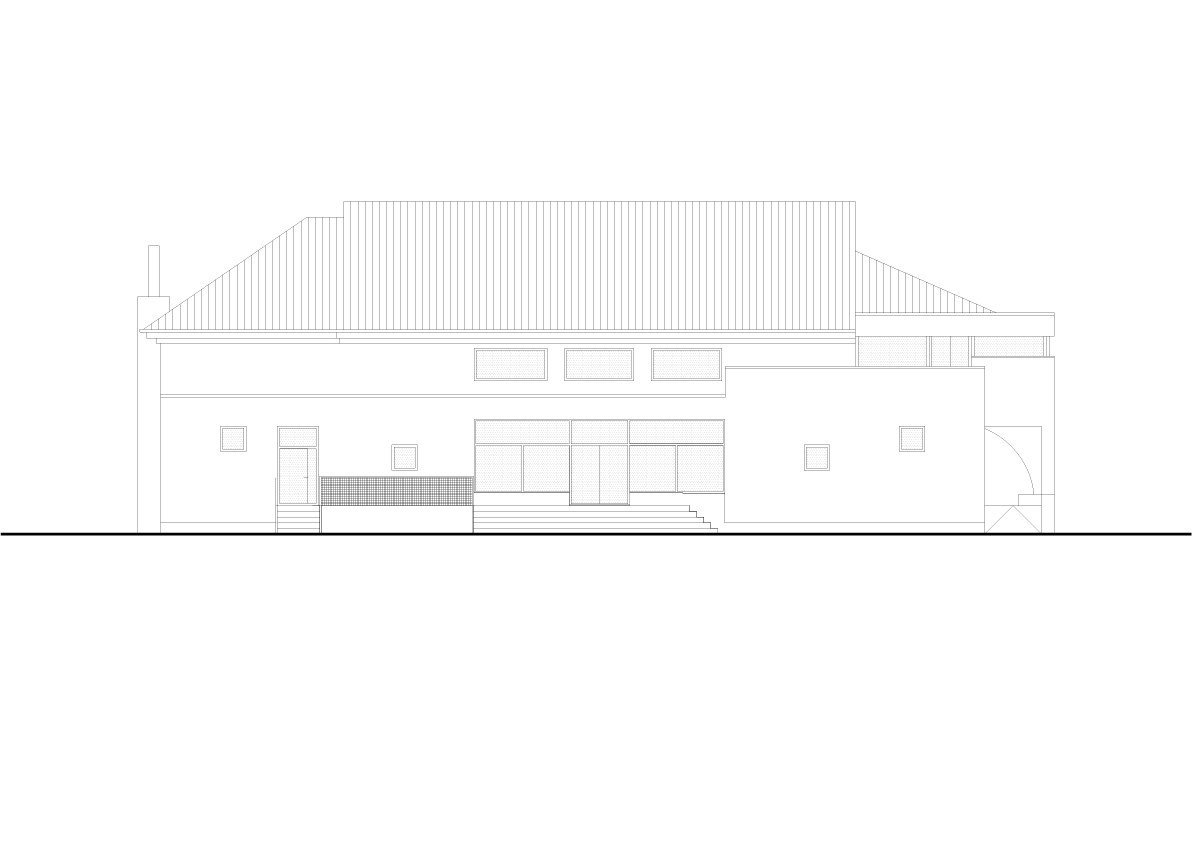 Východní pohled (Sokolovna ve Veverských Knínicích, studio New Work)