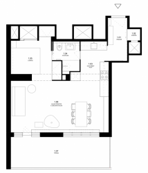 Architektonické studio Markéta Bromová, Byt na Žižkově, půdorys – foto