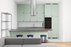 Vizualizace kuchyně (Interiér domu v Lysolajích, Amulet architekti)