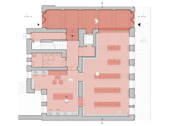 Půdorys 1. NP (Knihovna v Červeném Kostelci; Papundekl architekti)