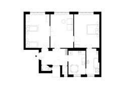 Původní půdorys  (Byt Mariánska v Bratislavě, NOIZ architekti)