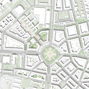 Situace dostavby 4. kvadrantu, tým 28: A69 – architekti (ČR)