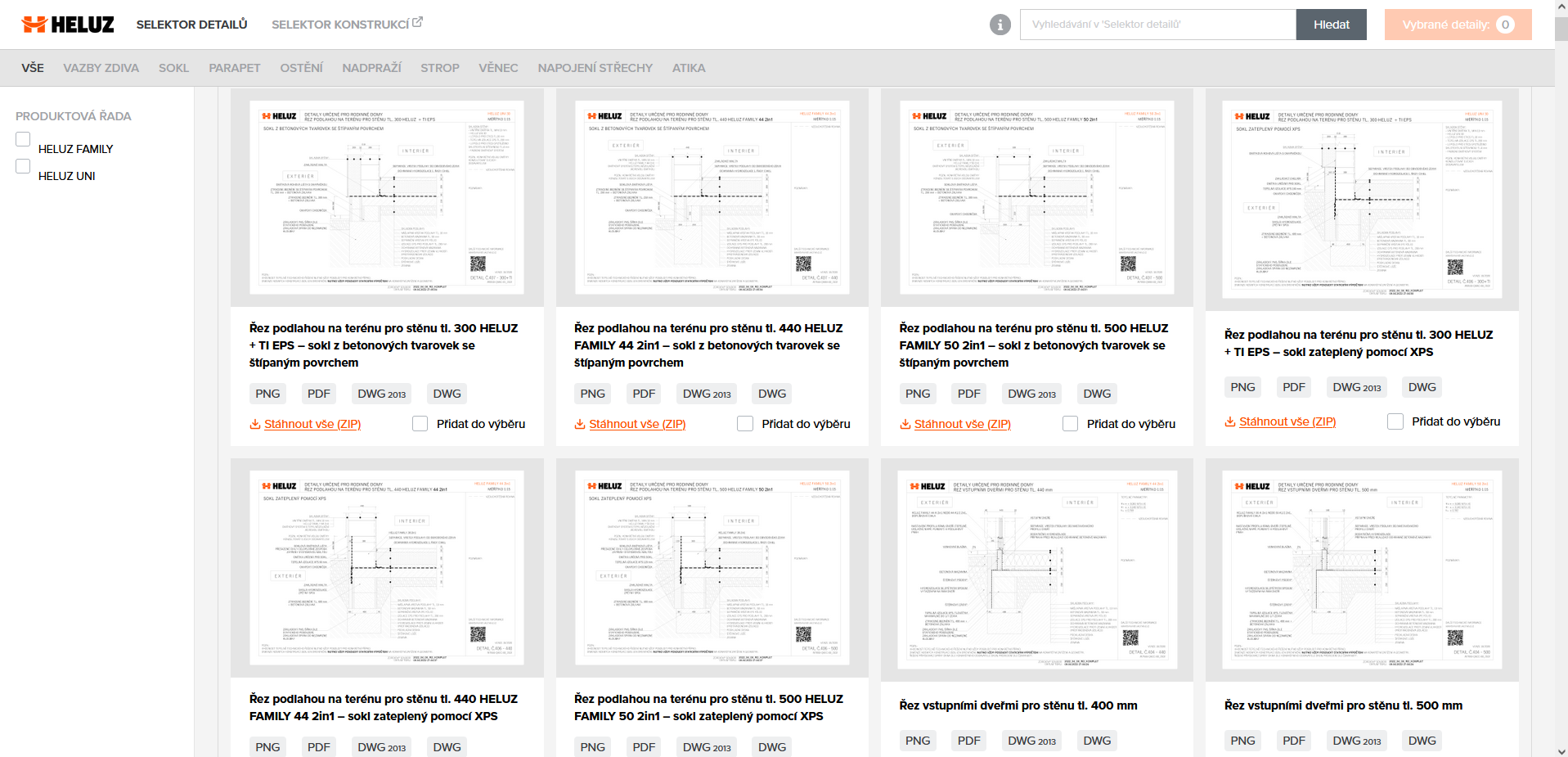 Selektor detailů HELUZ