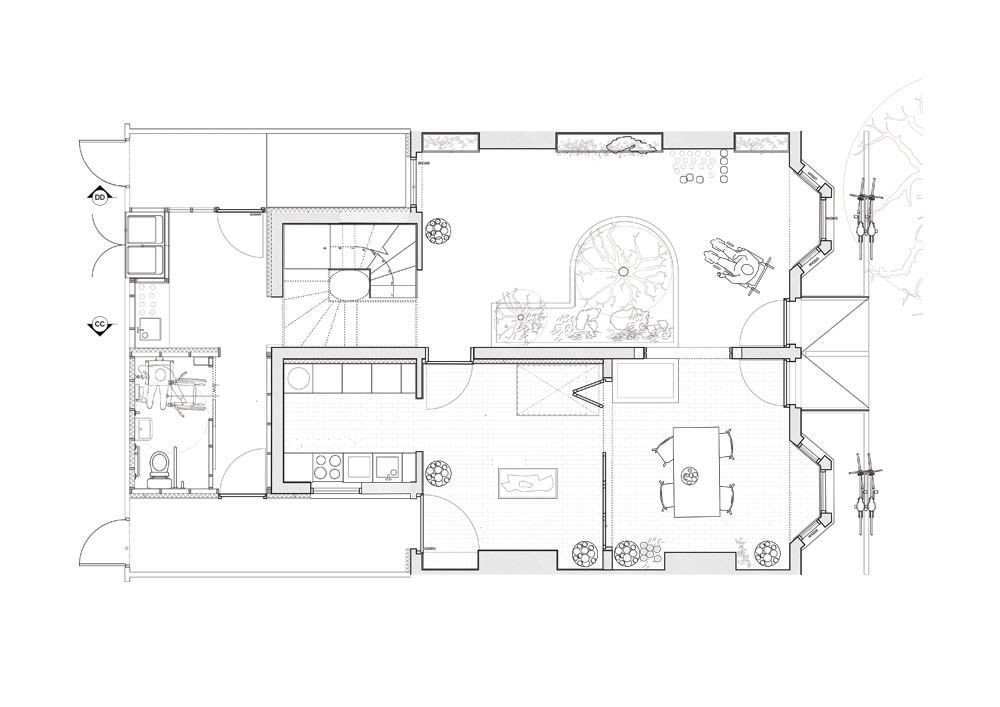 ASSEMBLE, renovace čtyř ulic v Granby Street, 1.NP zimní zahrady, výkres