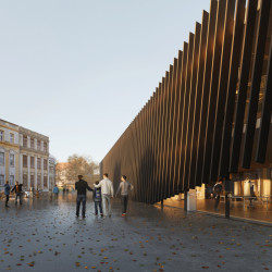 Tréninkové centrum, pohled od parkoviště, vizualizace, Monolot studio