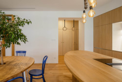 Byt v Praze-Vinohradech, Archistroj a Atelier HORIZONT: Výsledek kombinuje několik inspiračních vlivů – japonskou estetiku, parametrický design a české výrobky