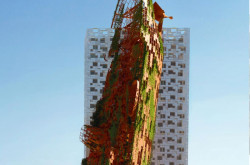 Mrakodrap s vrakem lodi podle Obersteina popírá urbanistické vyznění sídliště. S jeho výstavbou nesouhlasil.