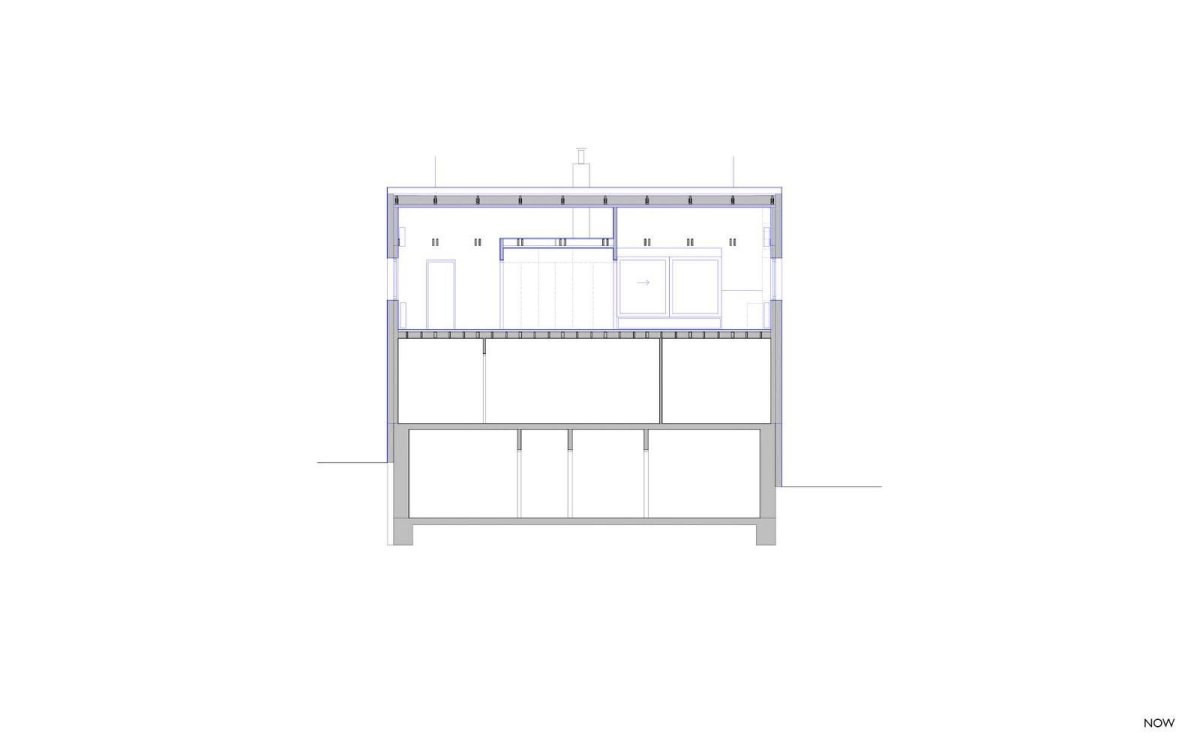 Rekonstrukce okálu, řez b, Pavlíček+Hulín architekti