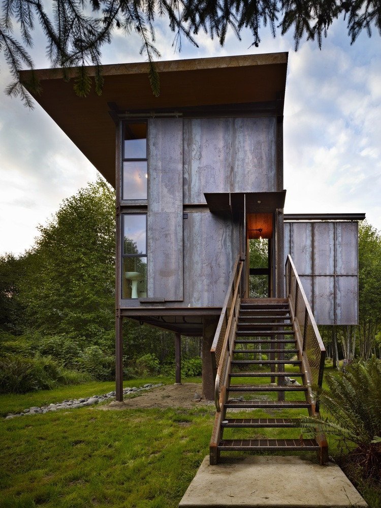 Chatka z oceli, Olson Kundig/ Tom Kundig © Benjamin Benschneider