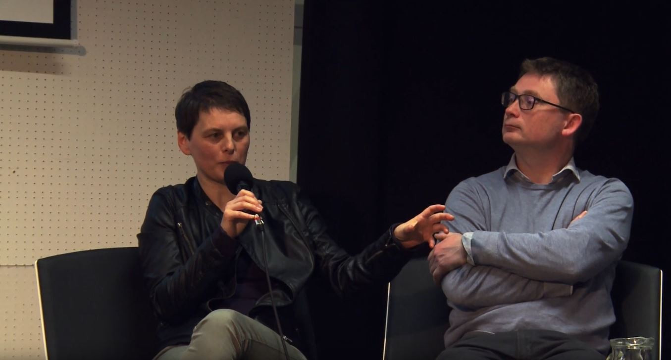 Diskuze ARCHITEKTI.CZ ve Zlíně, zleva Jitka Ressová, Kamil Mrva.