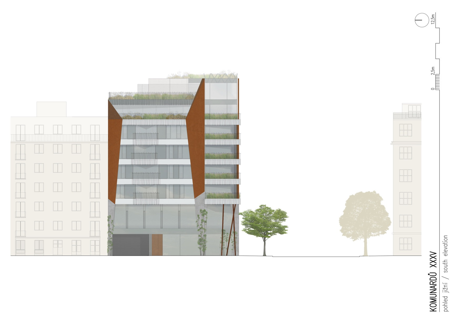 Komunardů XXXV, FIALA+NEMEC, pohled jih