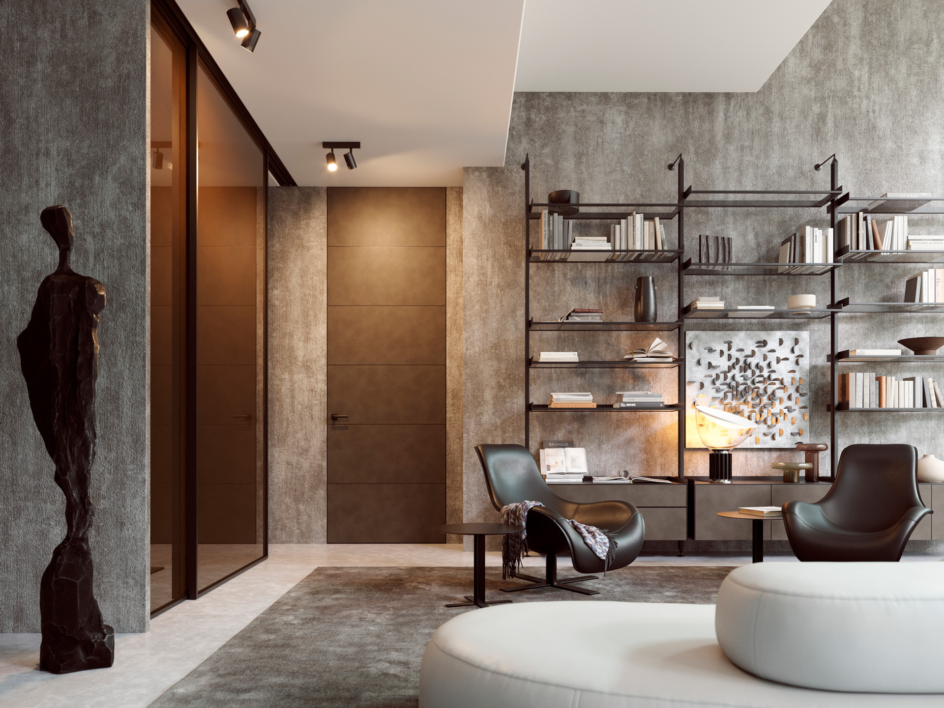 Otočné dveře MASTER, opláštění kůže antik, skrytá zárubeň AKTIVE 40/00