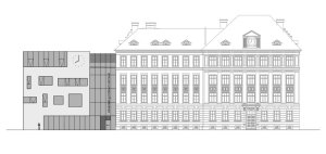 Dostavba budovy Slovanského gymnázia Olomouc, severozápadní pohled, Miroslav Pospíšil